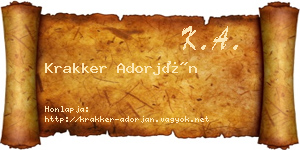 Krakker Adorján névjegykártya